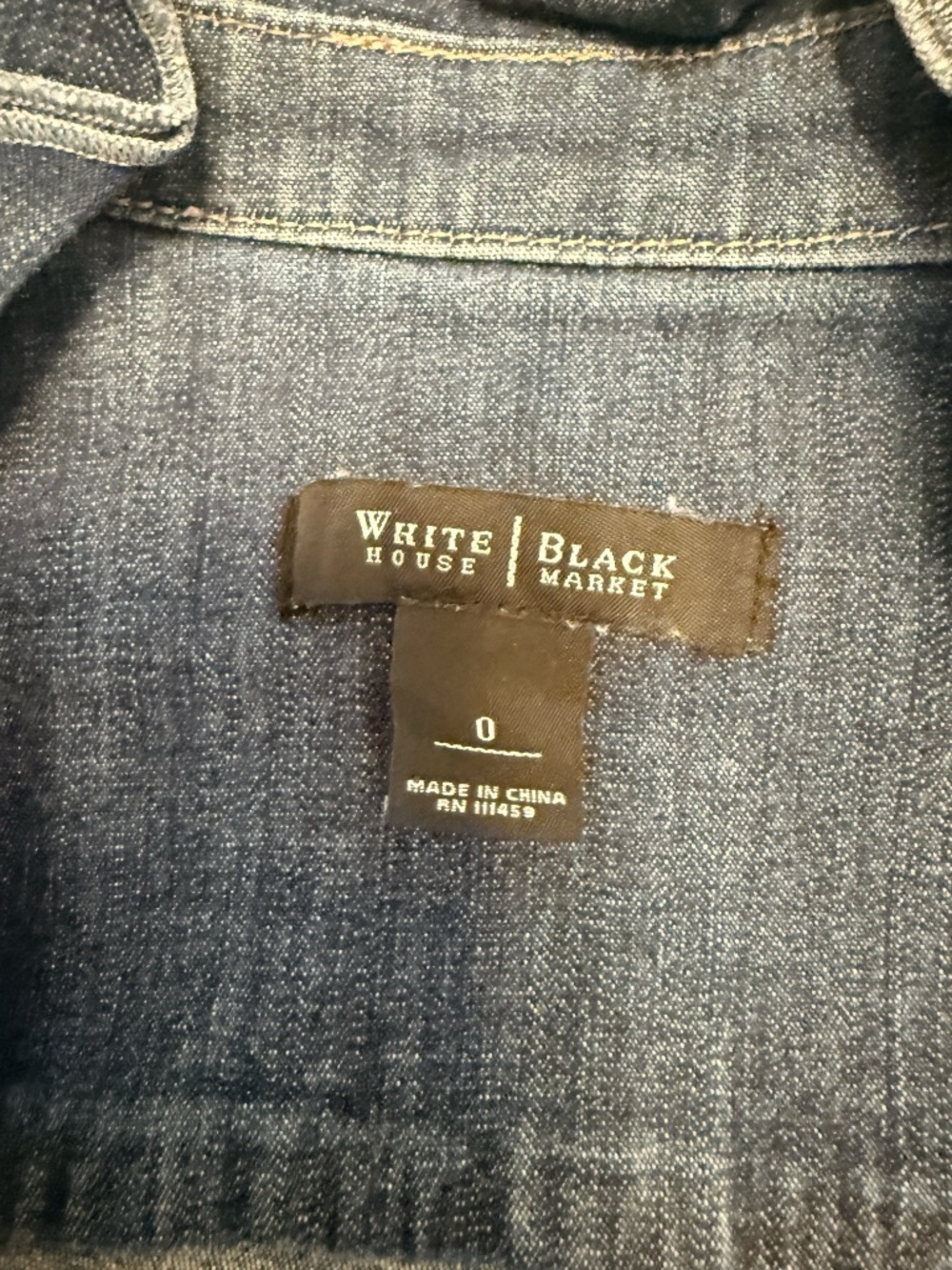 White House Black Market Ruffle Denim Jacket Size 0 Dark Wash - Picture 5 of 6